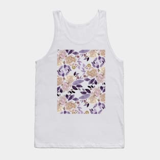 Watercolor flower bouquet pattern - beige and ultra violet Tank Top